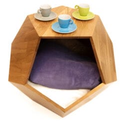 Eiken bijzettafel met 12 kanten - massief houten design bijzettafel c02