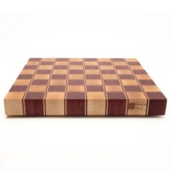 SNP26030901 - Kopshouten snijplank in dekenpatroon van esdoorn en purperhart 38 x 37 x 4 cm